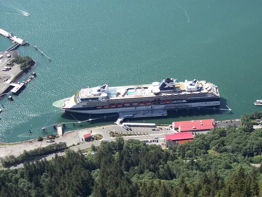 Port or Starboard - Here the Celebrity Cruise Lines - Summit is docked in the traditional way on the port side.