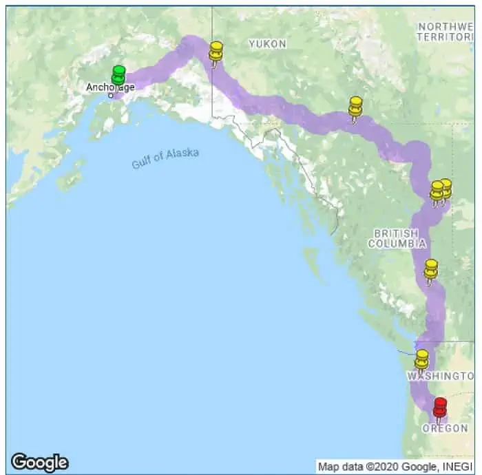 Cross Country Road Trip- Alaska to Oregon