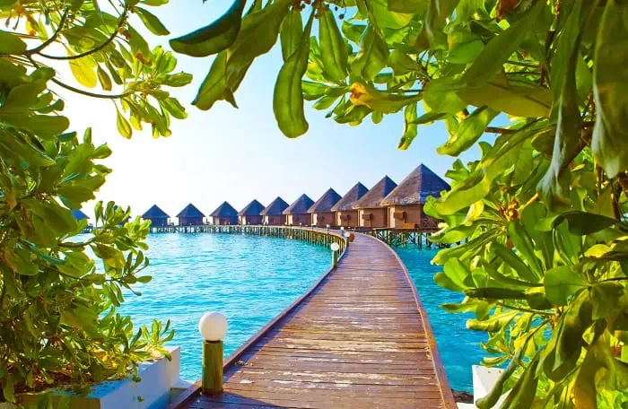 Maldives. Villa on piles on water