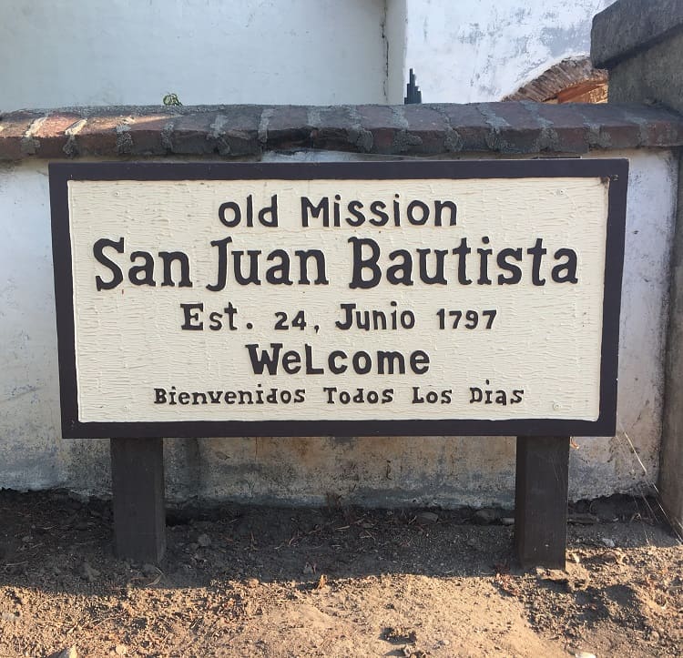 Sign for San Juan Bautista Mission