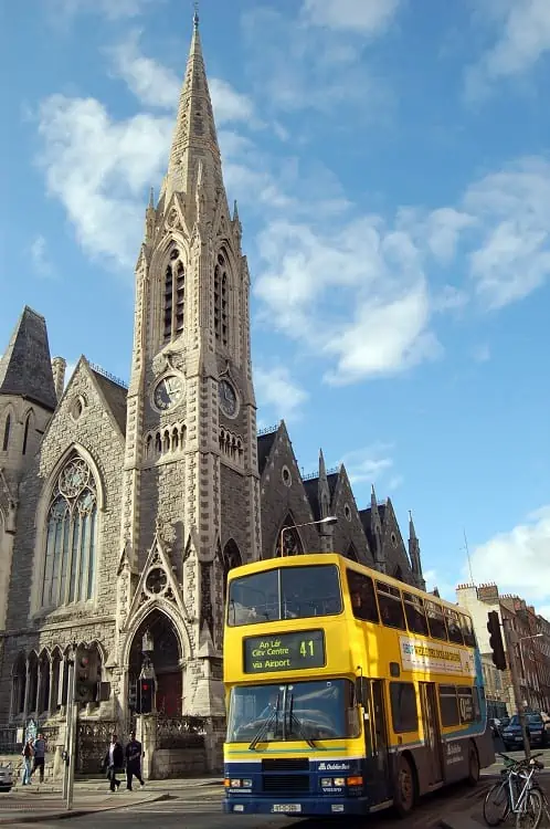Dublin Bus in Front of Church