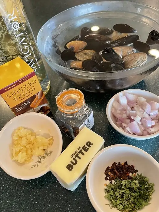 Ingredients for Steamed Mussels and Clams