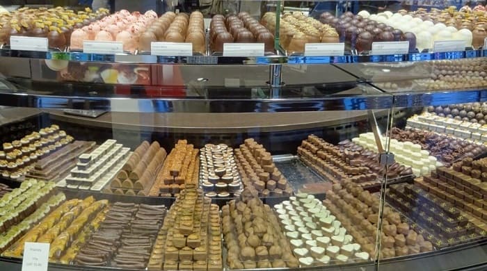 Chocolates In A Display Case