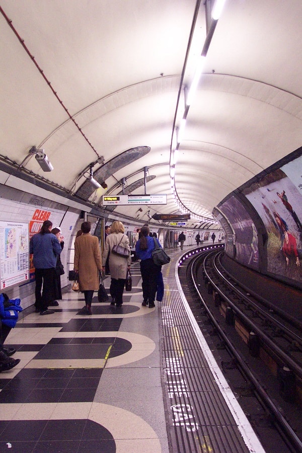 People in the tunnels of the London Tube