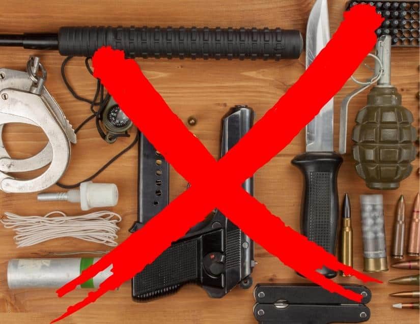 A Photo of Guns, Ammunition, and other Weapons - Things You Can't Take On A Cruise