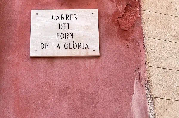 Street Sign for Carrer Del Forn De La Gloria in Plama