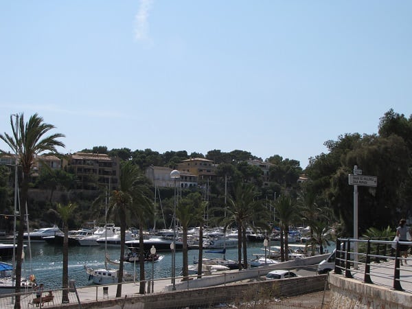 View of the harbor and Mansions in Porto Cristo