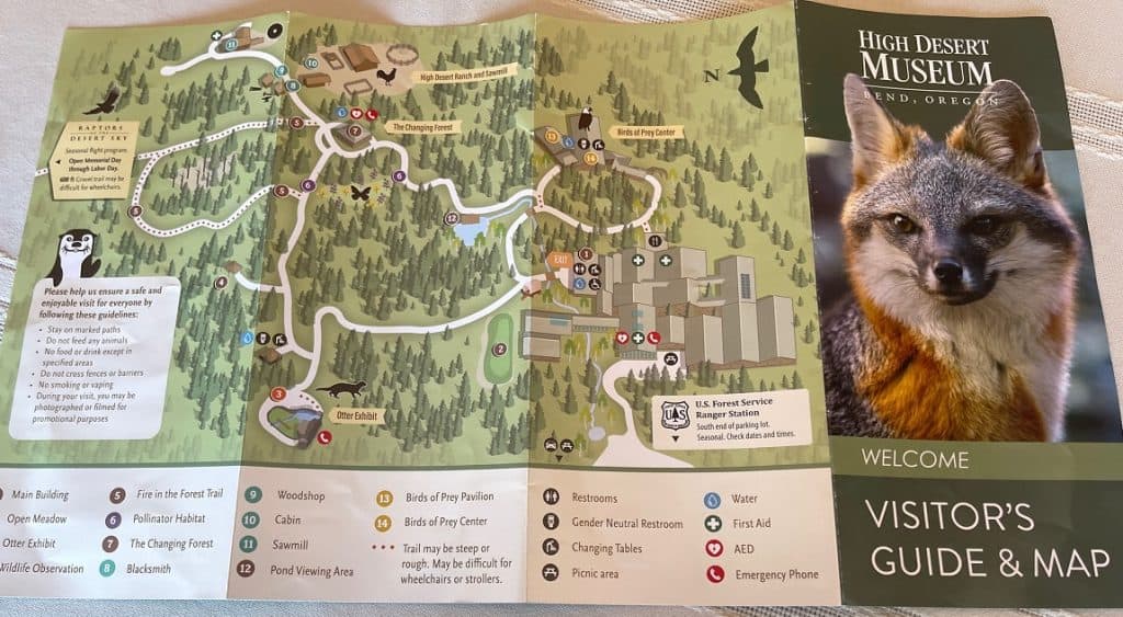 Brochure from the High Desert Museum  - Out
side Exhibits Map