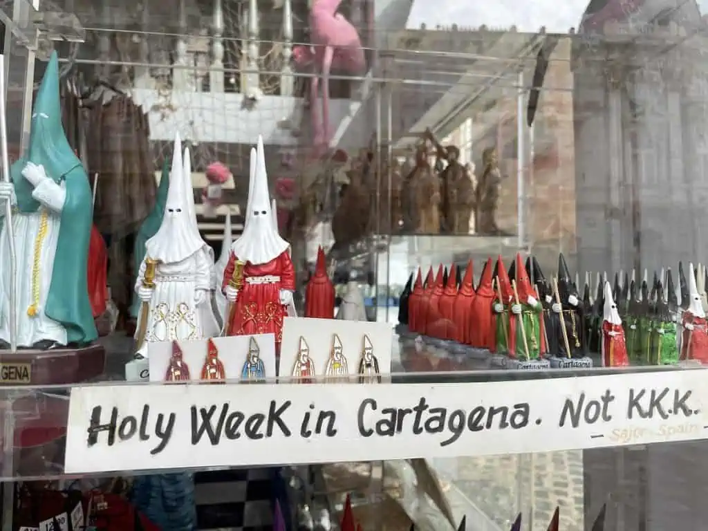 tourist tchotchkes in s shop window in Cartagena Spain