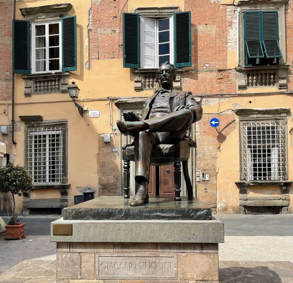 A Statue of Puccini in Lucca Italy
