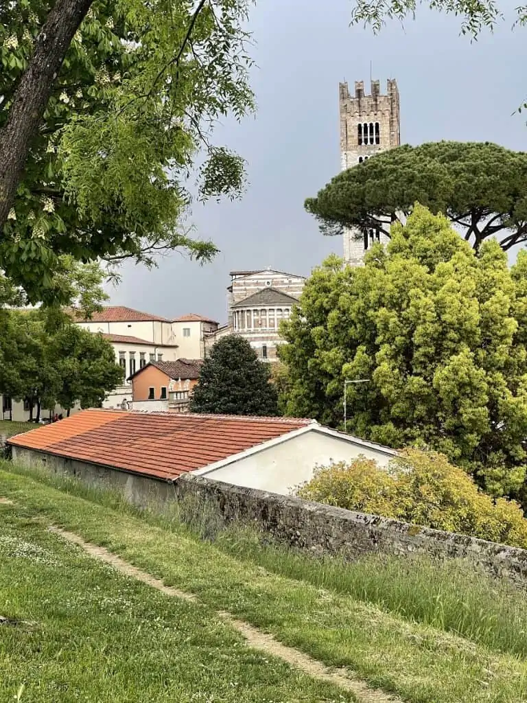 A View Into Lucca From The Wall That Surrounds The Town.