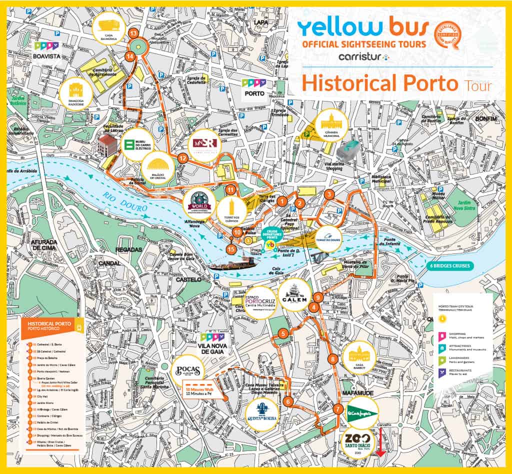 Yellow Bus Tour Historical Porto Route