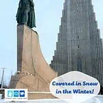 A statue of Leif Eriksson in front of Hallgrimskirkja - A Lutheran Church In Reykjavik