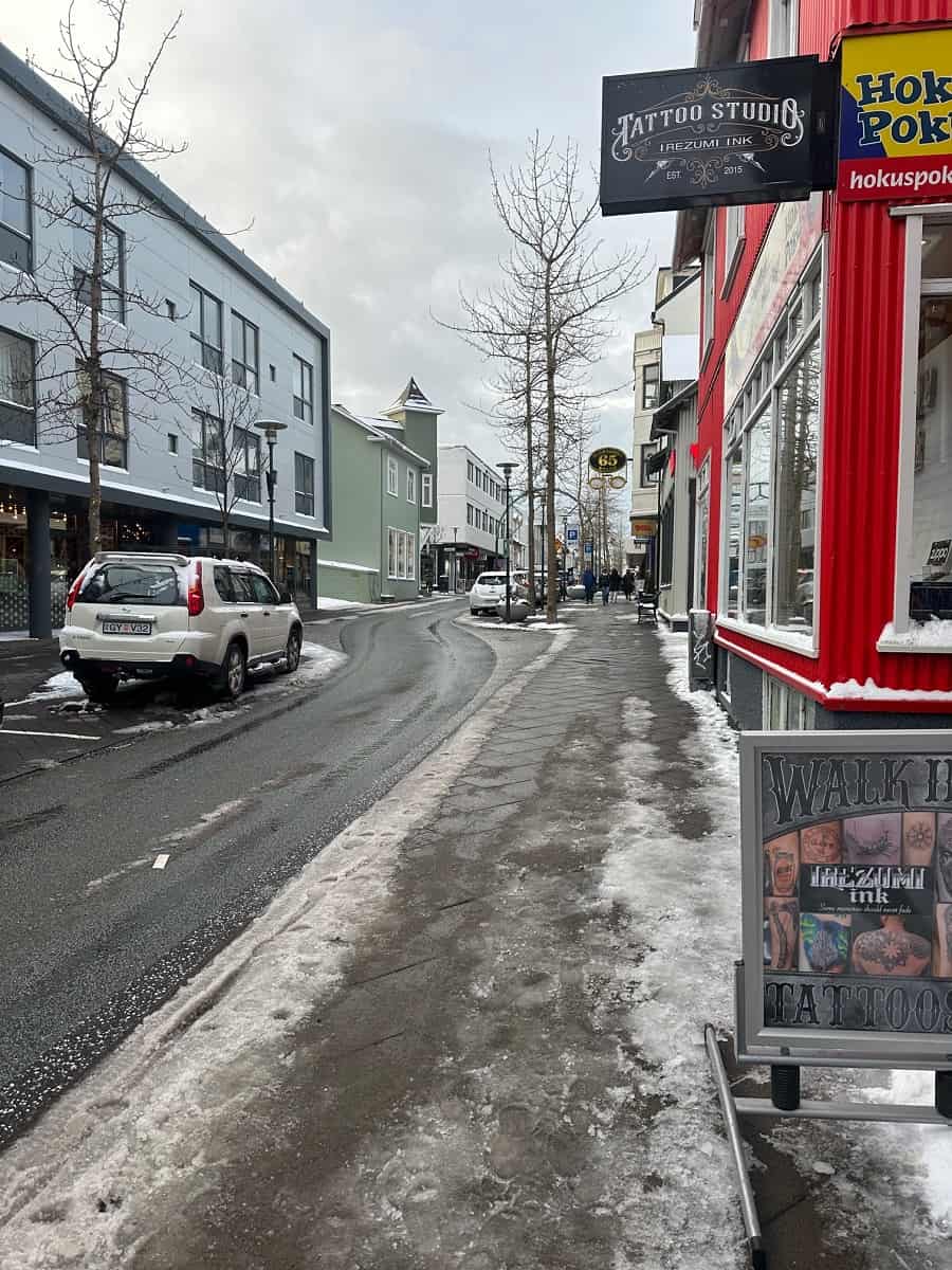 Laugavegur Street in Iceland in January