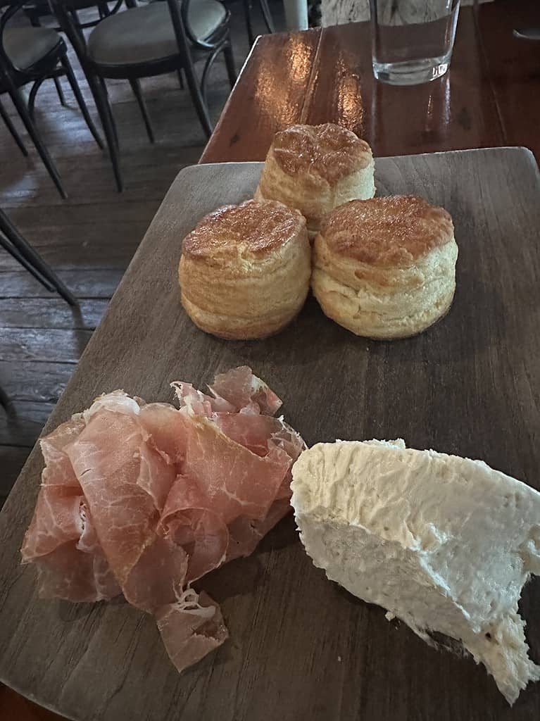 Biscuits, prosciutto and butter