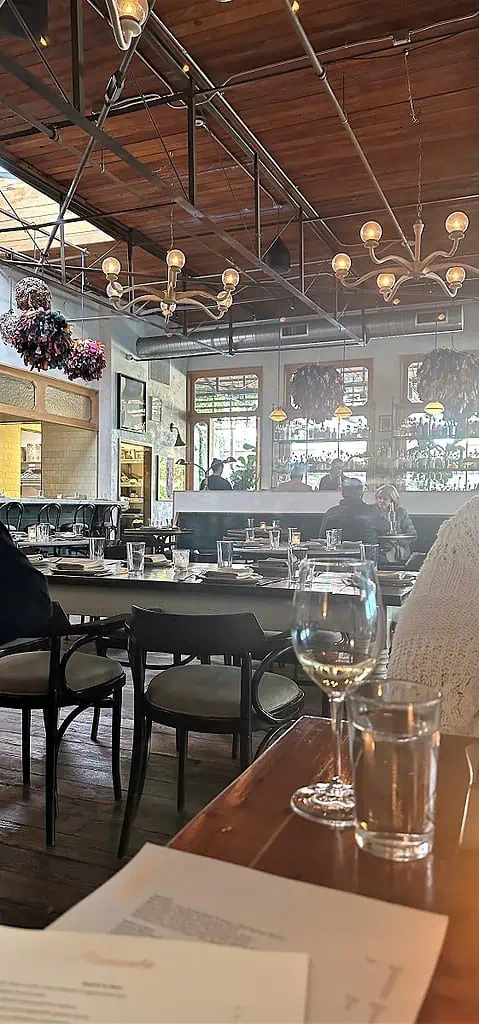 The interior of the restaurant Manuela in the Arts District of Los Angeles