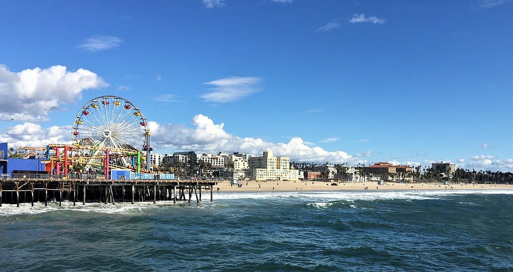 The Santa Monica Ferris Wheel taken from the end of Santa Monica Pier