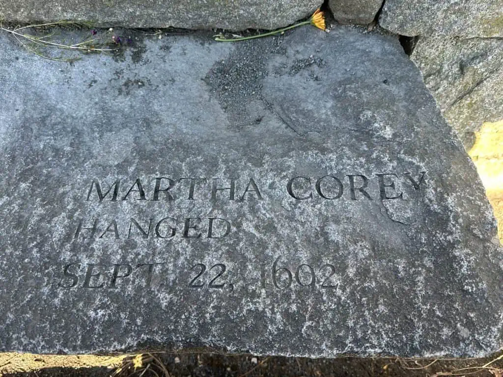 Martha Corey's Memorial Slab in Salem MA