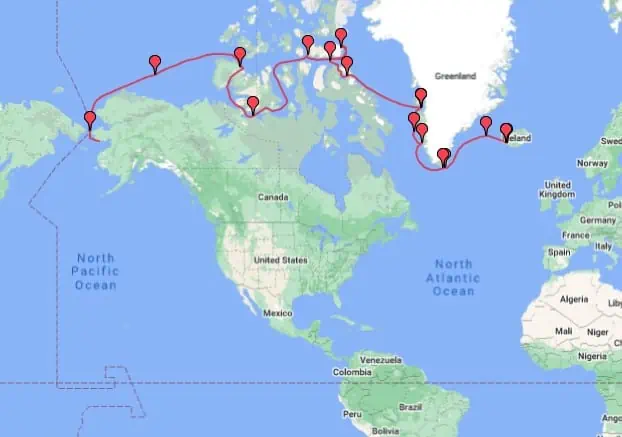 Map of a Northwest Passage Cruise part of the best time to cruise Alaska