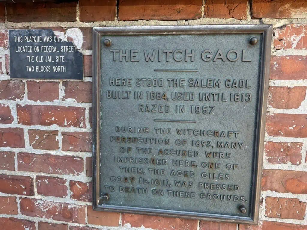 A Plaque On The Wall of the "Witch Gaol"