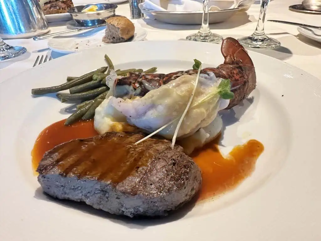 Lobster Night In The Main Dining Room on Princess Cruises - Lobster tail, filet mignon and green beans