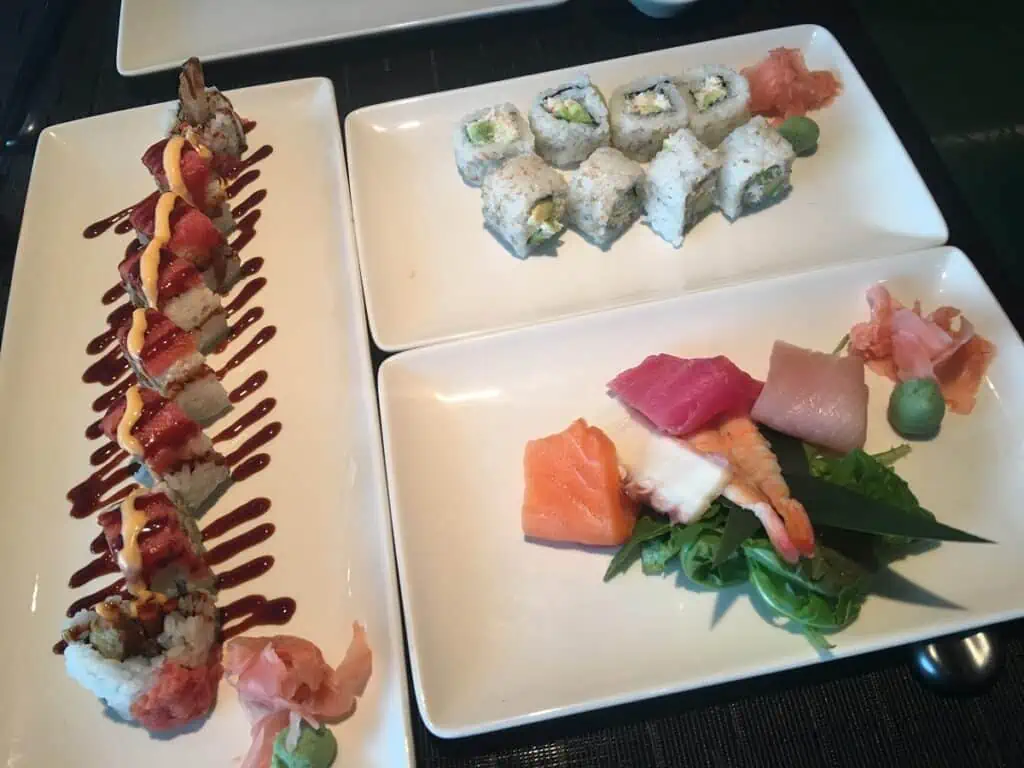 Sushi Platters with California Roll and Shashimi
