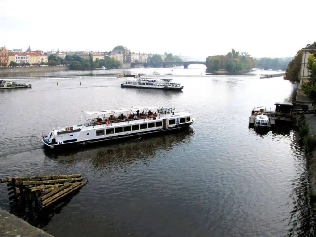 The Vlata River with tourist boats 