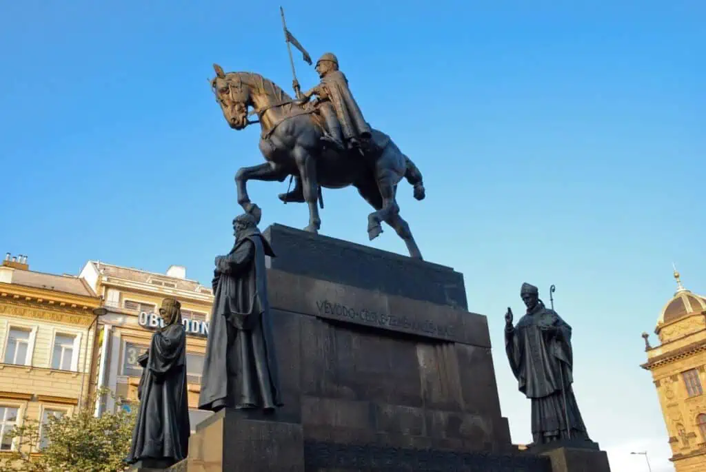 The Wenceslas Monument. The Bohemian King atop his horse