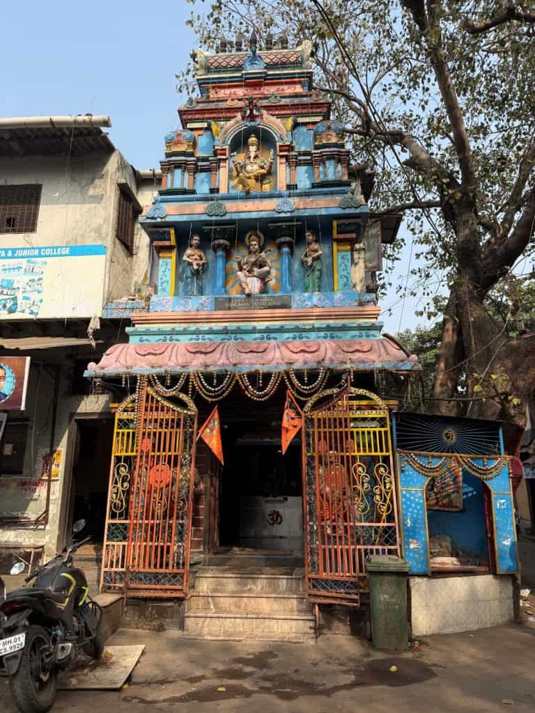 2 Days in Mumbai Before a Cruise: Markets, Street Life, Food, and Local Culture 7 A brightly colored Hindu temple in Dharavi Slum