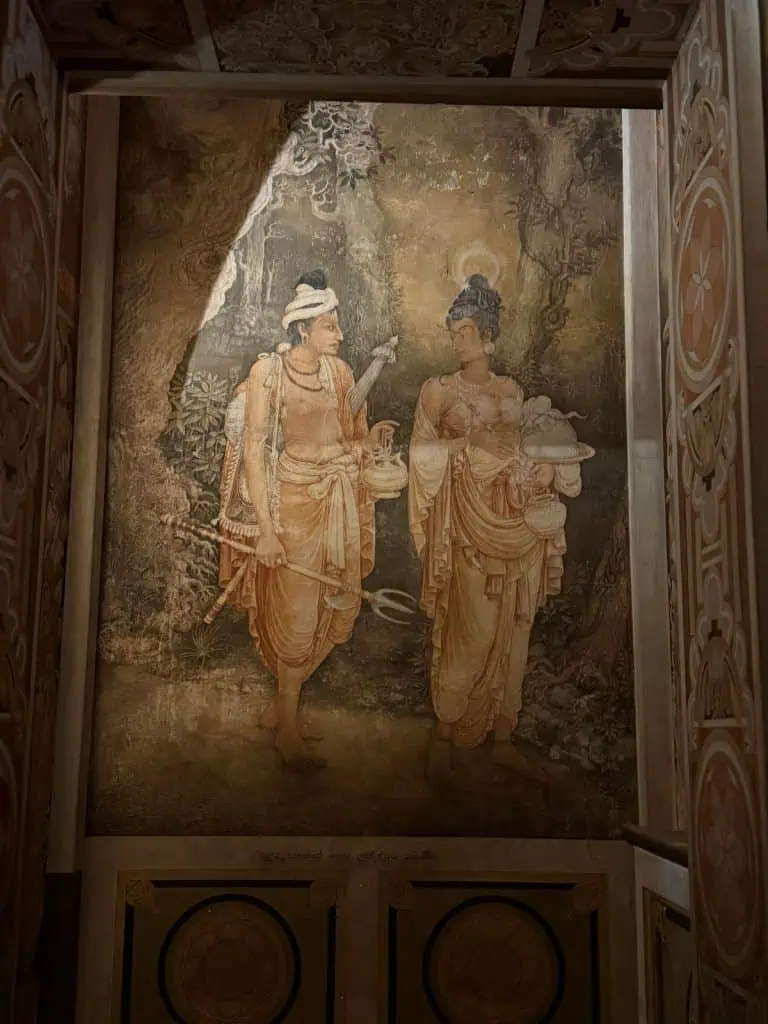 1 Day in Port: Colombo, Sri Lanka – Fishing Villages, sacred Buddhist Temples, Life In And Beyond the Capital 28 Artwork depicting a man and a woman on a wall inside of Kelaniya Raja Maha Viharaya Temple
