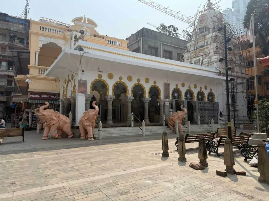 2 Days in Mumbai Before a Cruise: Markets, Street Life, Food, and Local Culture 9 A Hindu temple with elephants out front in Bhuleshwar