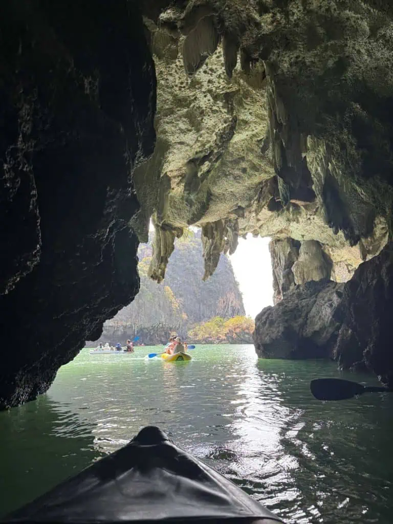1 Day in Port: Phuket – A Private Phang Nga Bay Tour By Speedboat 7 Canoe Entering Inner Lagoon