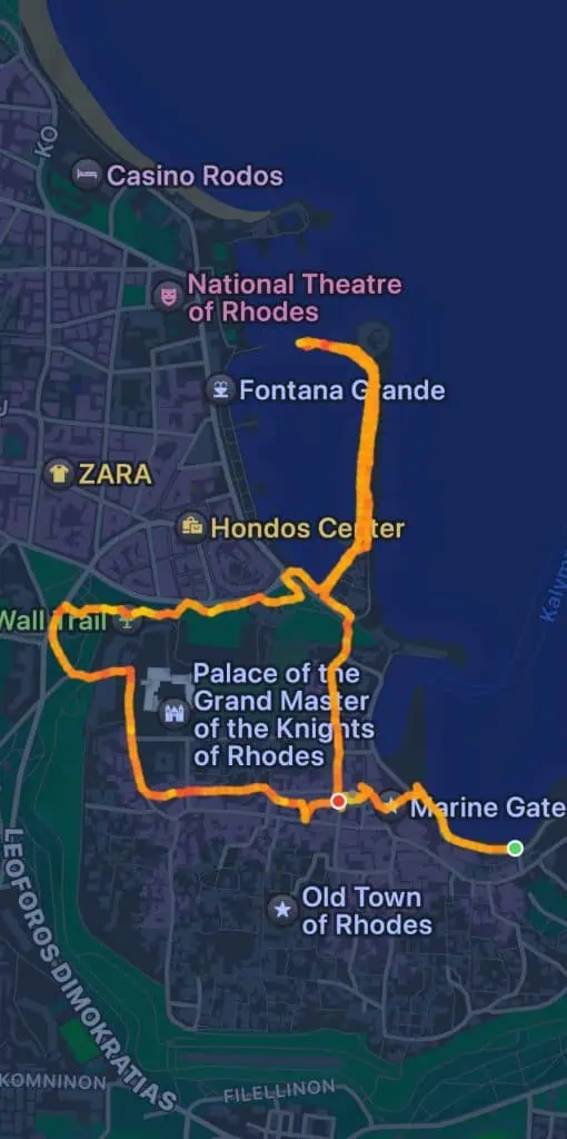 1 Day in Port: Exploring Rhodes Old Town on Foot – A Perfect Self-Guided Walk 2 Map of our: 1 Day in Port: Exploring Rhodes Old Town on Foot – A Perfect Self-Guided Walk